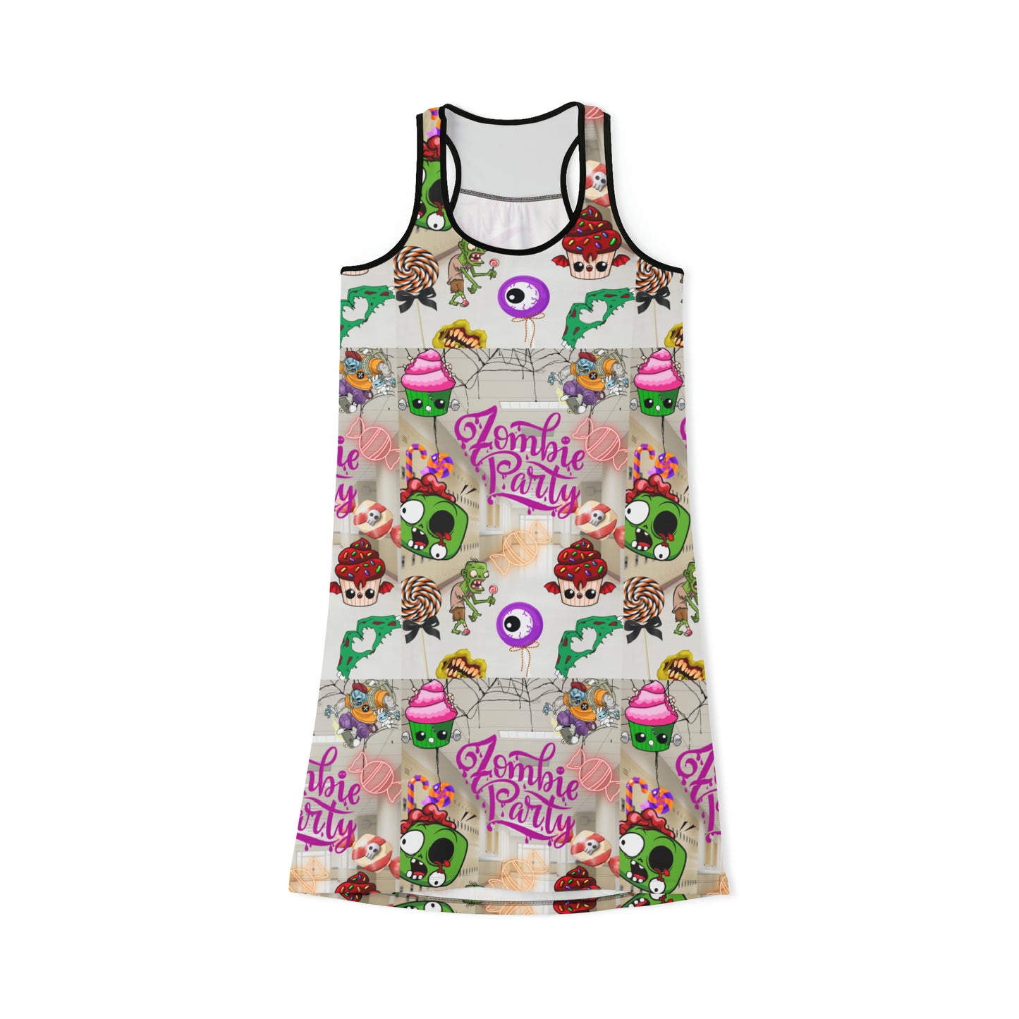 Horror high zombie girl Women's Racerback Dress (AOP)