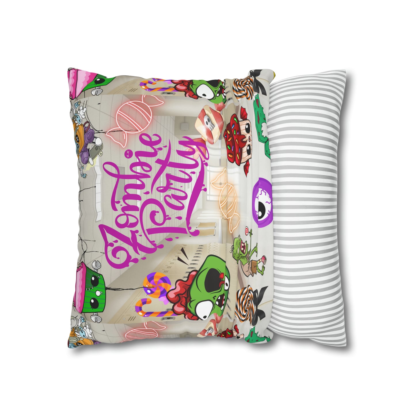 Horror high zombie girl Spun Polyester Pillowcase