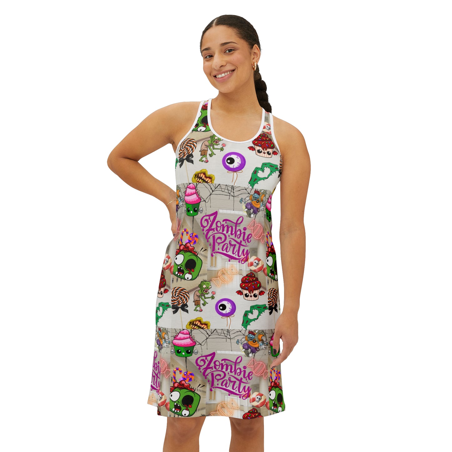 Horror high zombie girl Women's Racerback Dress (AOP)