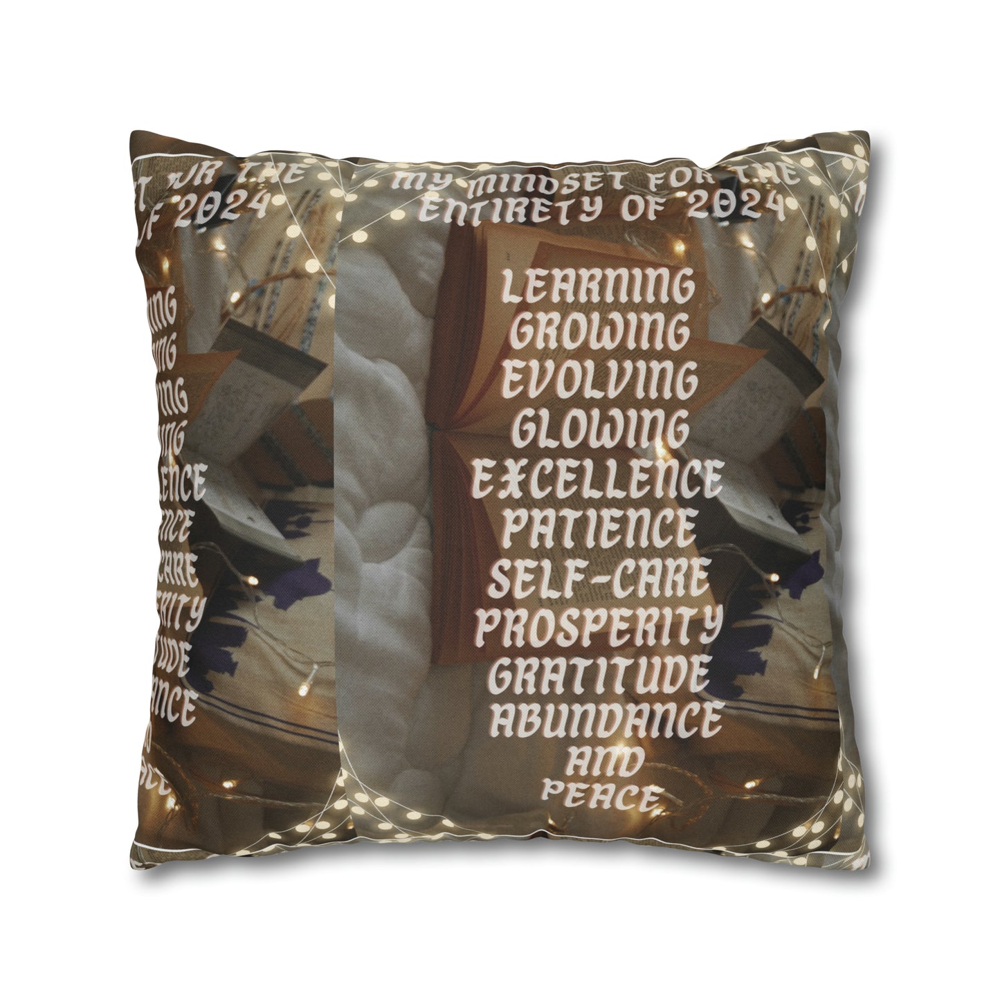 2024 mindset inspirational Spun Polyester Square Pillow Case