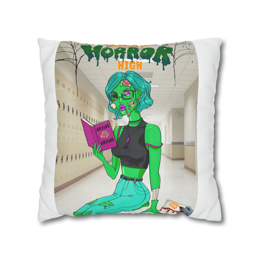 Horror high zombie girl Spun Polyester Pillowcase