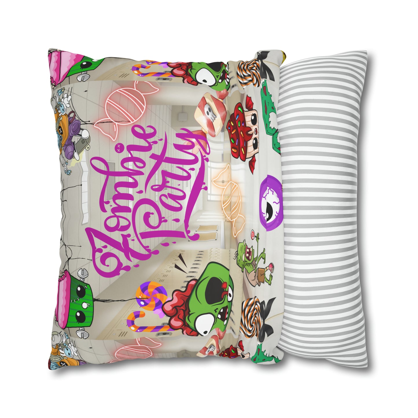 Horror high zombie girl Spun Polyester Pillowcase