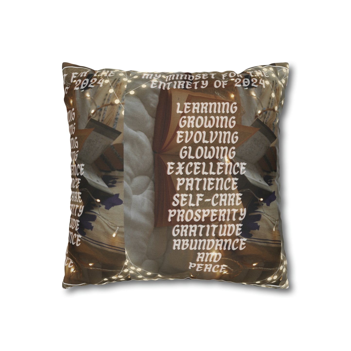 2024 mindset inspirational Spun Polyester Square Pillow Case