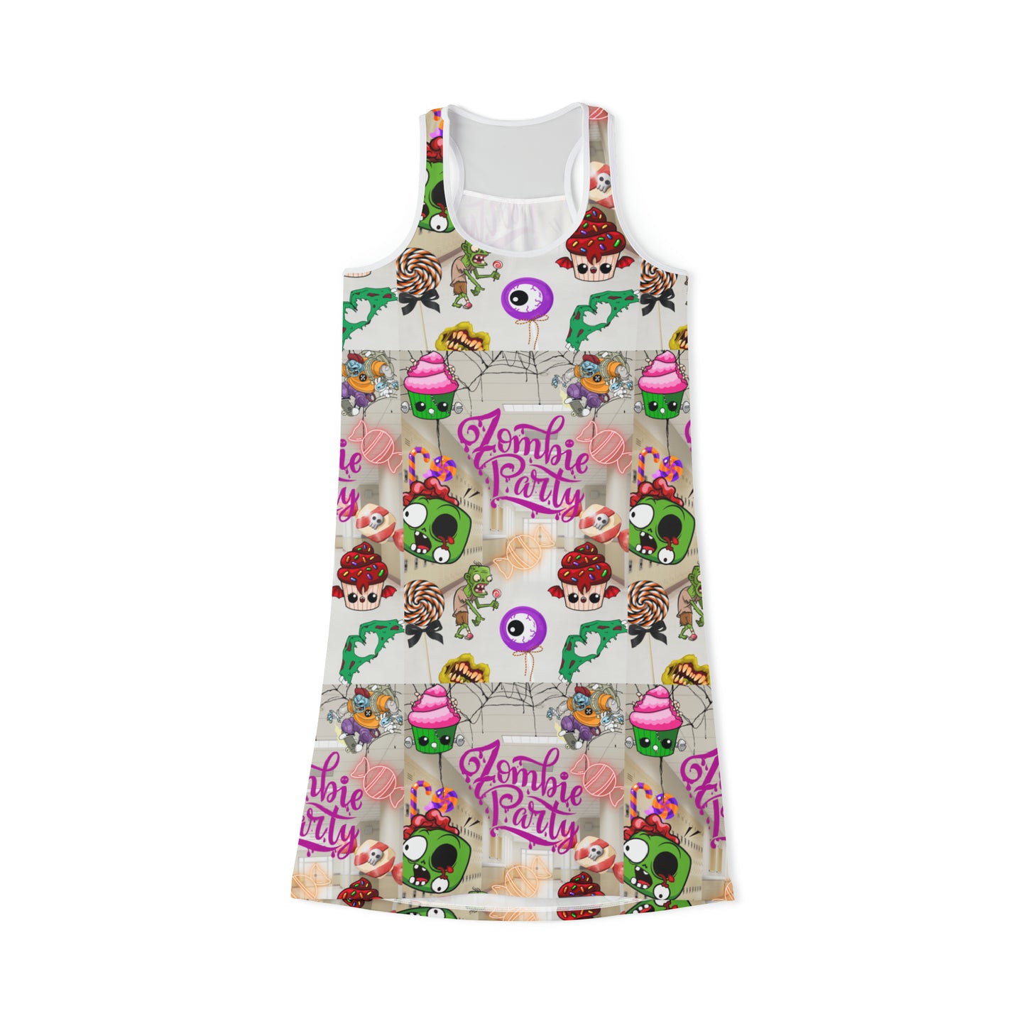 Horror high zombie girl Women's Racerback Dress (AOP)