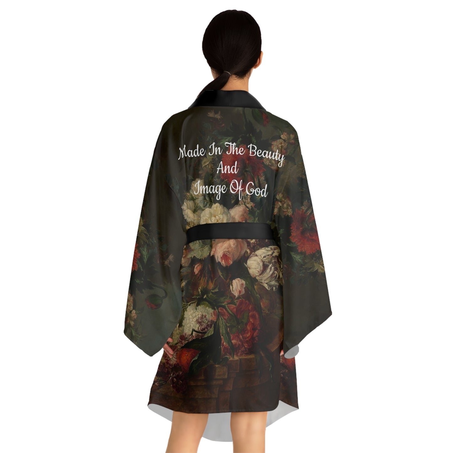 Made in the image of God Long Sleeve Kimono Robe (AOP)