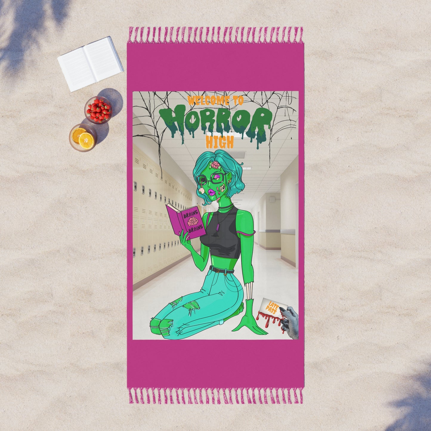 Horror high zombie girl Boho Beach Cloth