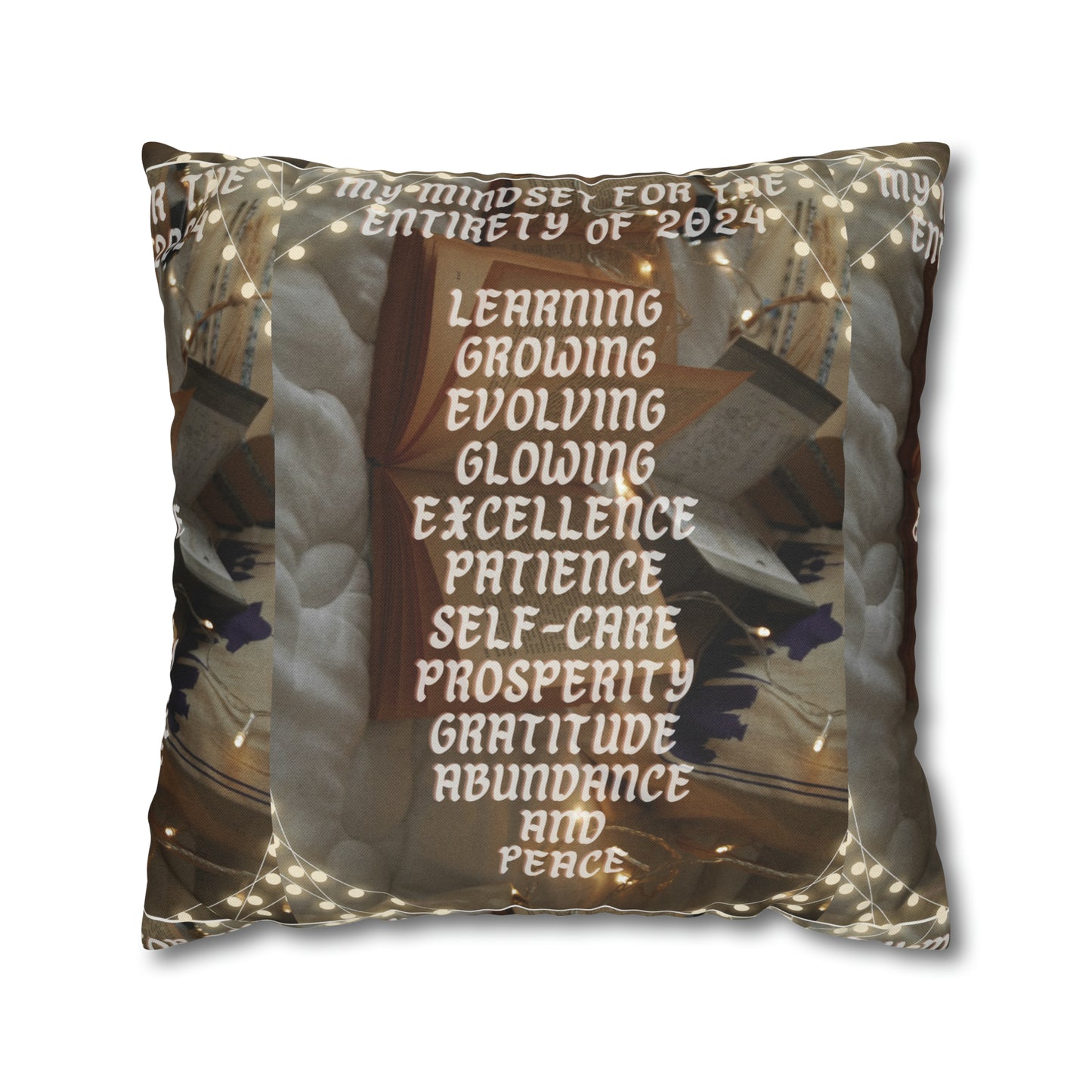 2024 mindset inspirational Spun Polyester Square Pillow Case