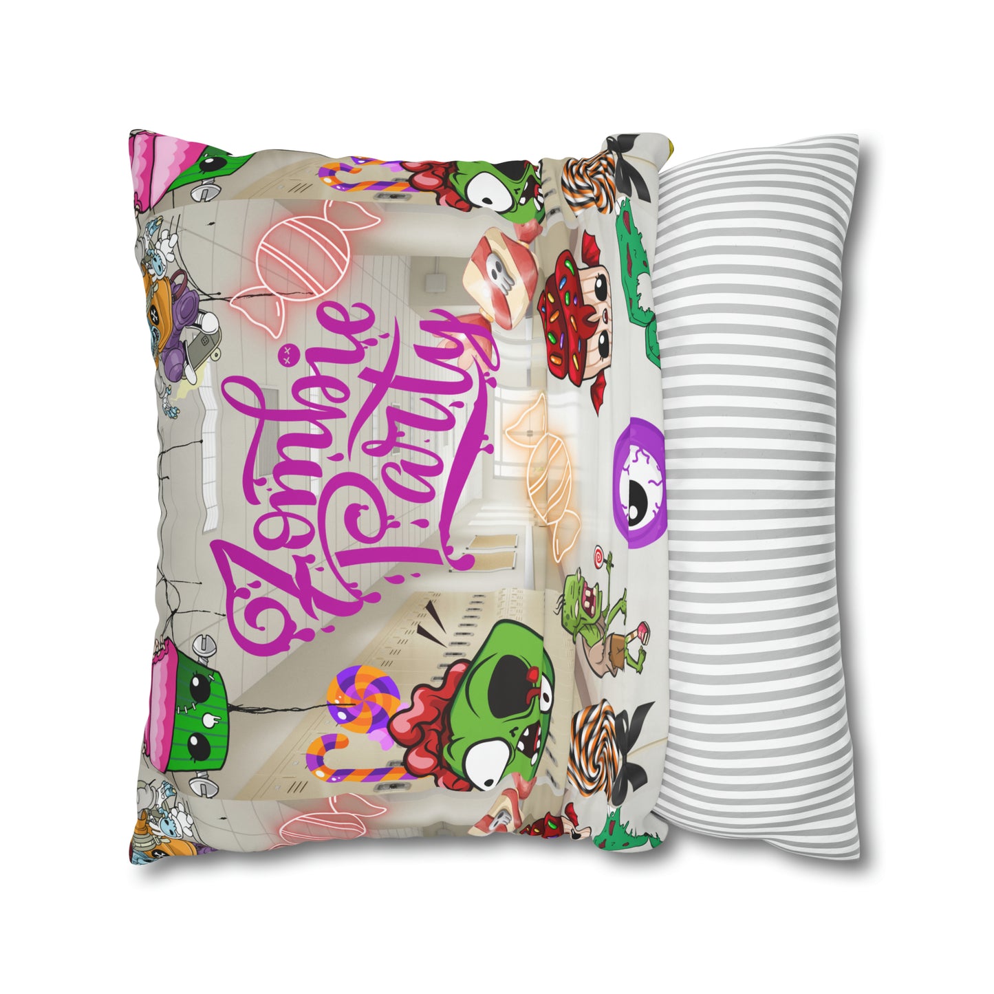 Horror high zombie girl Spun Polyester Pillowcase