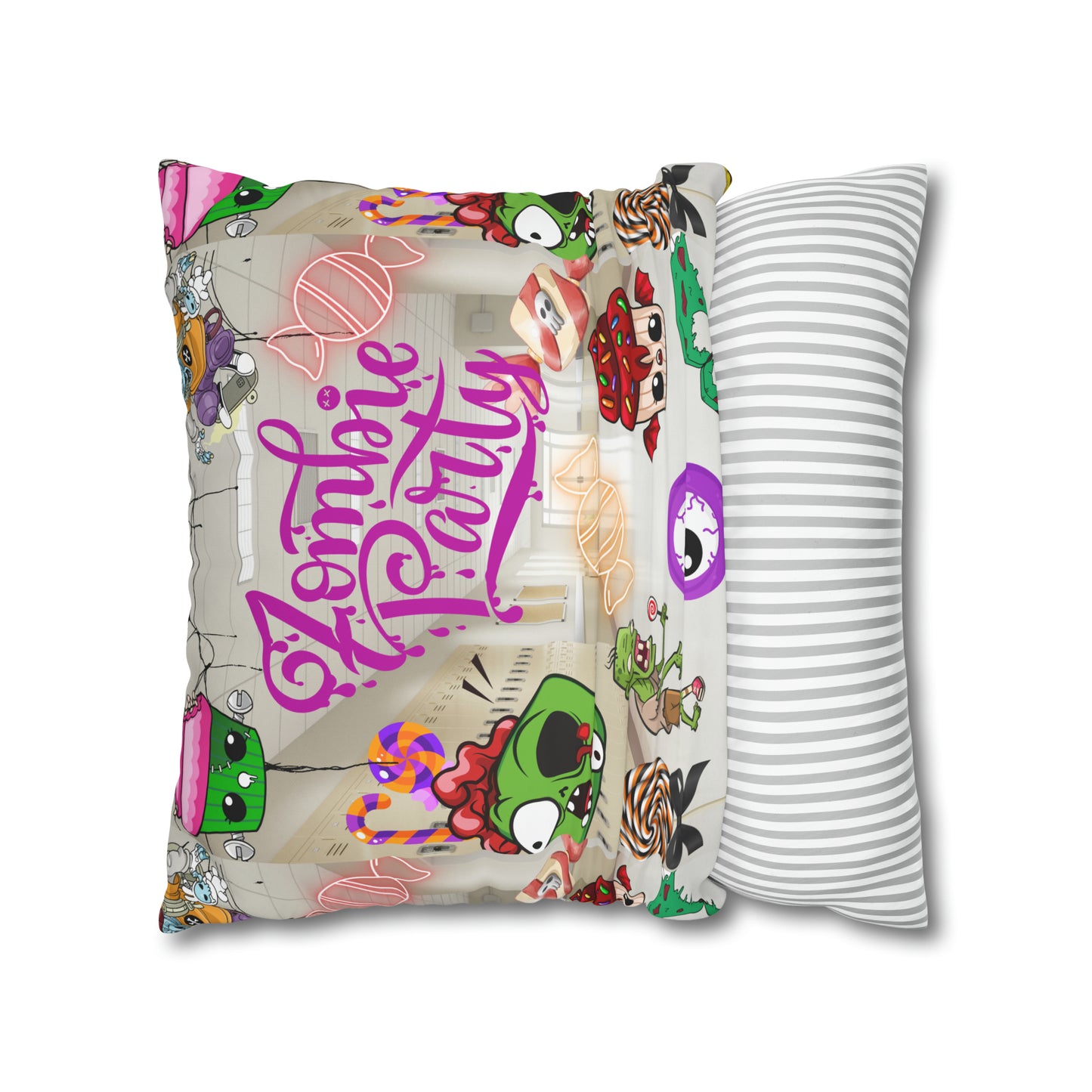 Horror high zombie girl Spun Polyester Pillowcase