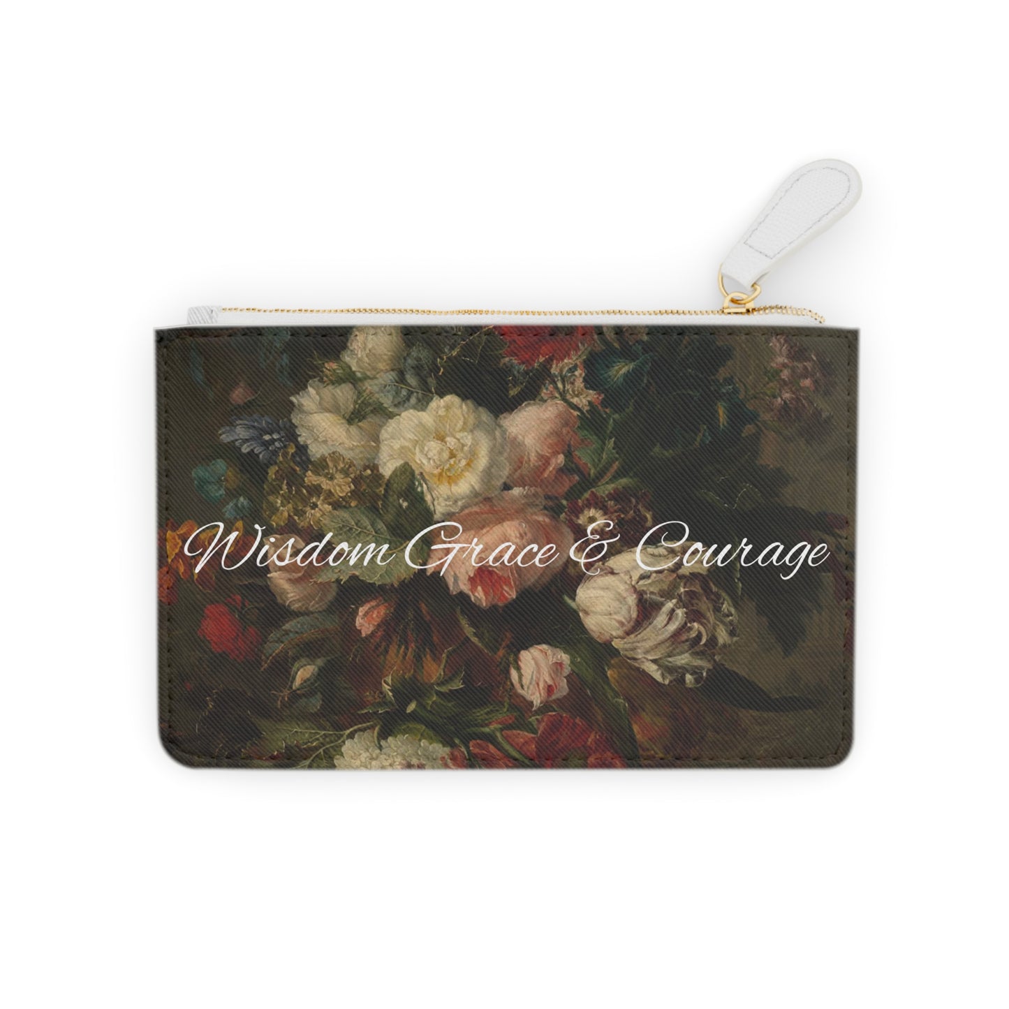 Wisdom grace Courage Vintage flower me Mini Clutch Bag