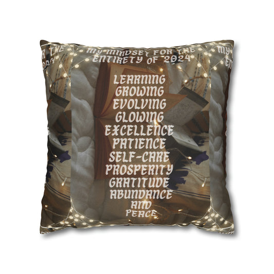 2024 mindset inspirational Spun Polyester Square Pillow Case