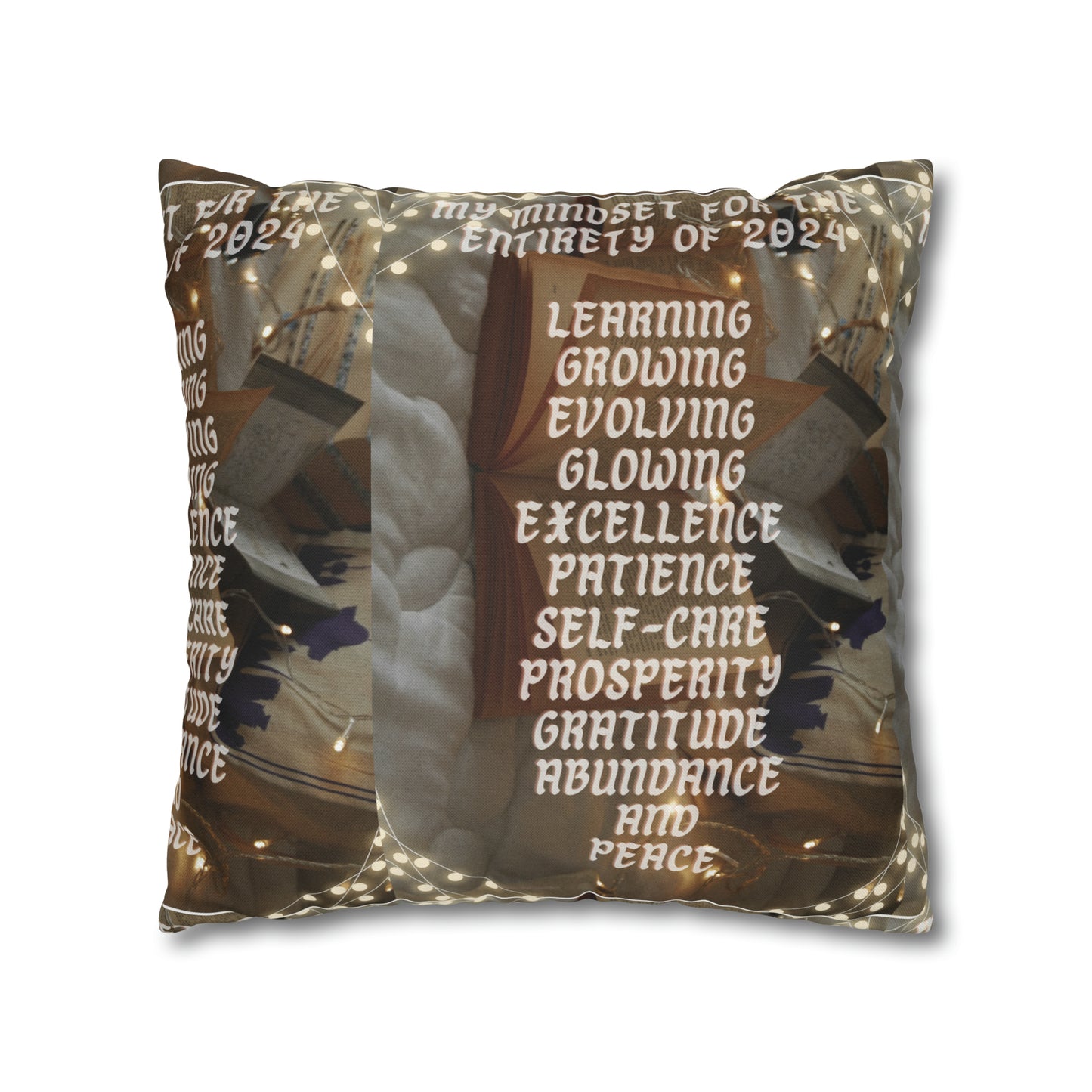 2024 mindset inspirational Spun Polyester Square Pillow Case