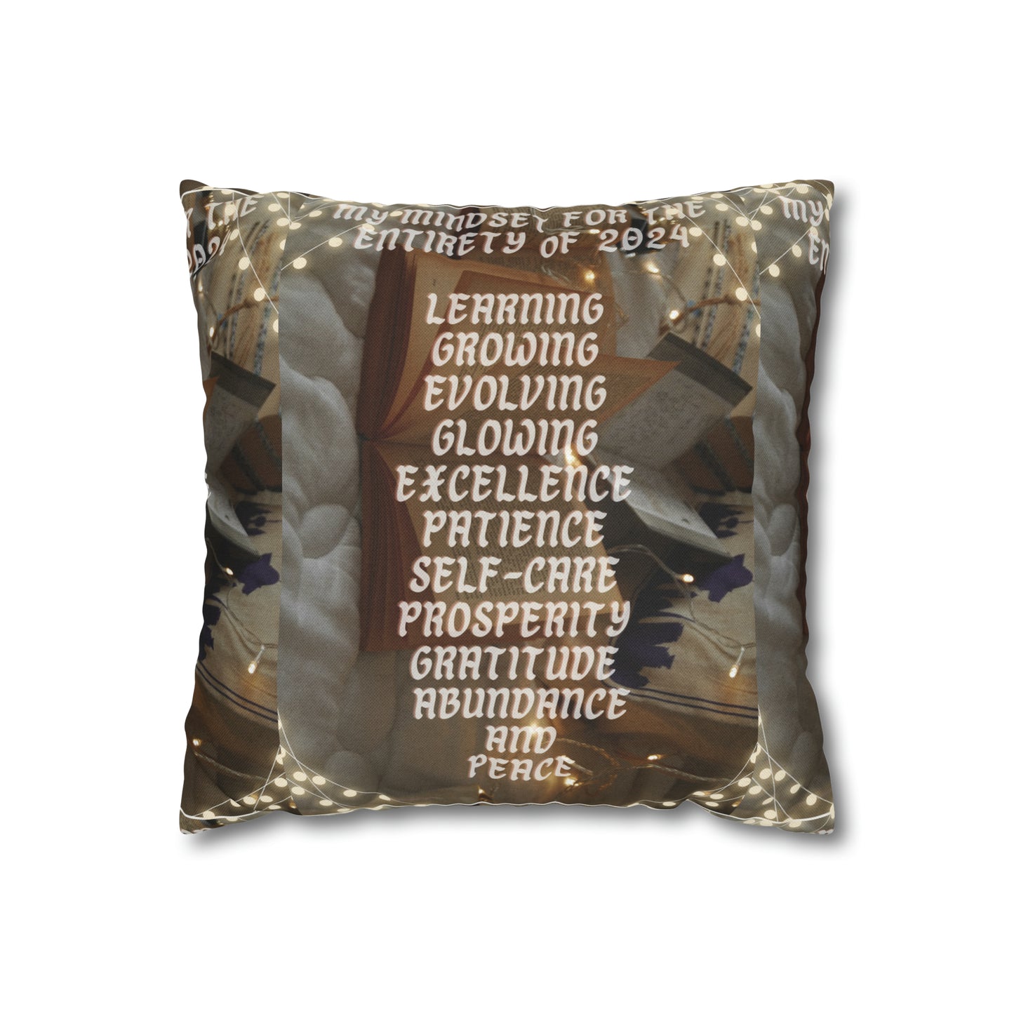 2024 mindset inspirational Spun Polyester Square Pillow Case