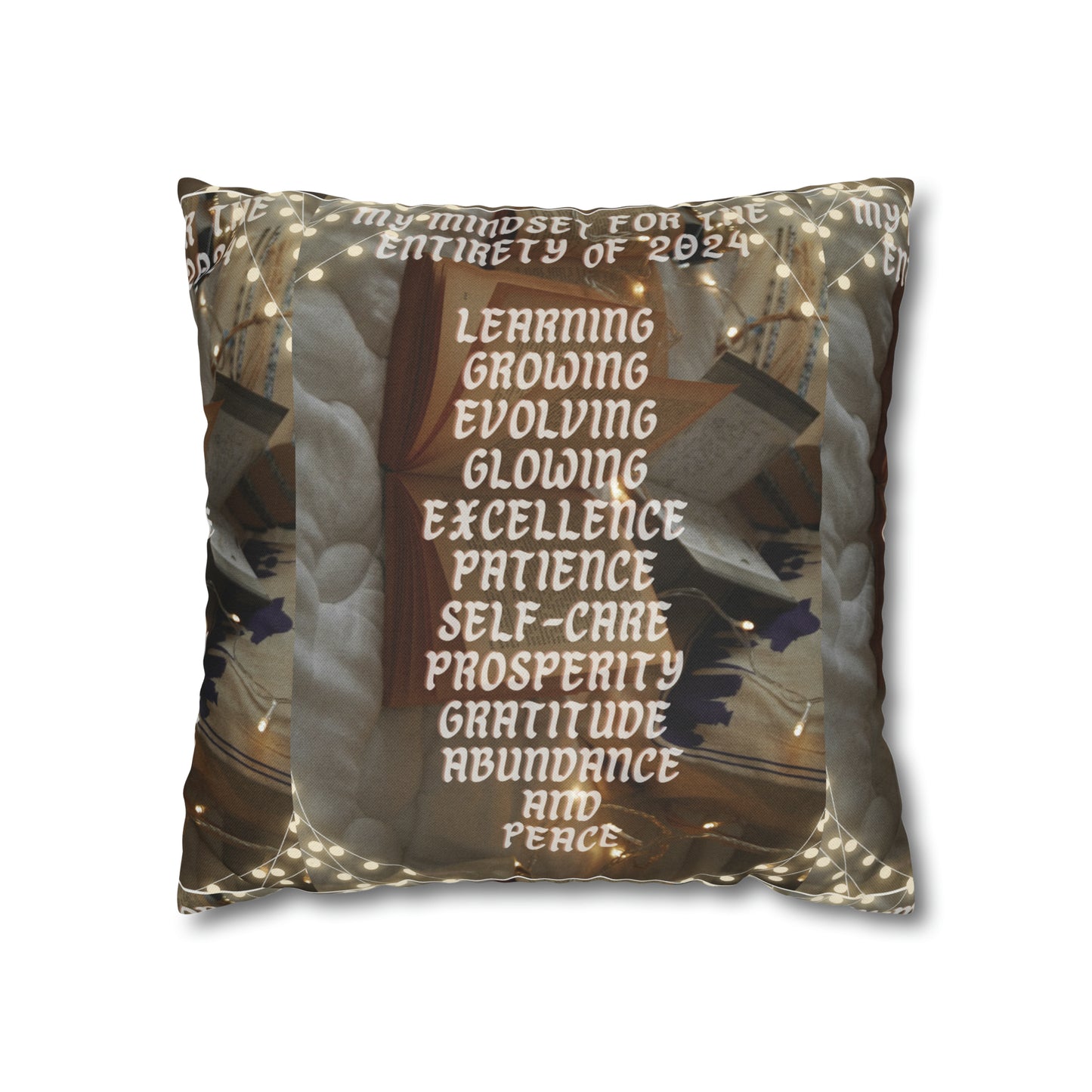 2024 mindset inspirational Spun Polyester Square Pillow Case