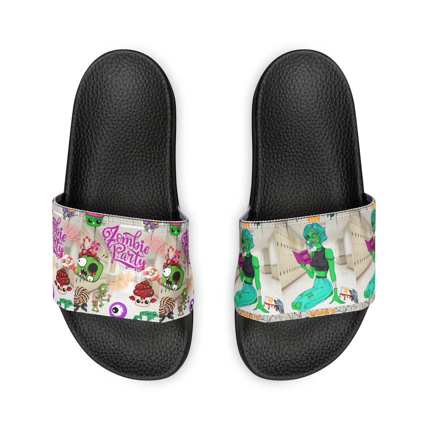 Horror high zombie girl Women's PU Slide Sandals